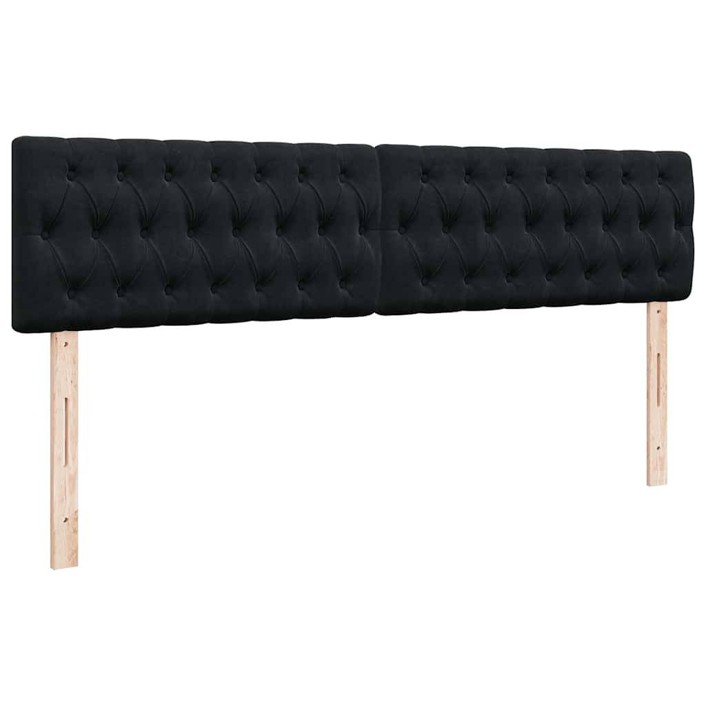 Struttura Letto Pouf con Materassi Nero 160x200 cm in Velluto
