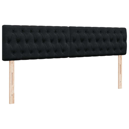 Struttura Letto Pouf con Materassi Nero 160x200 cm in Velluto