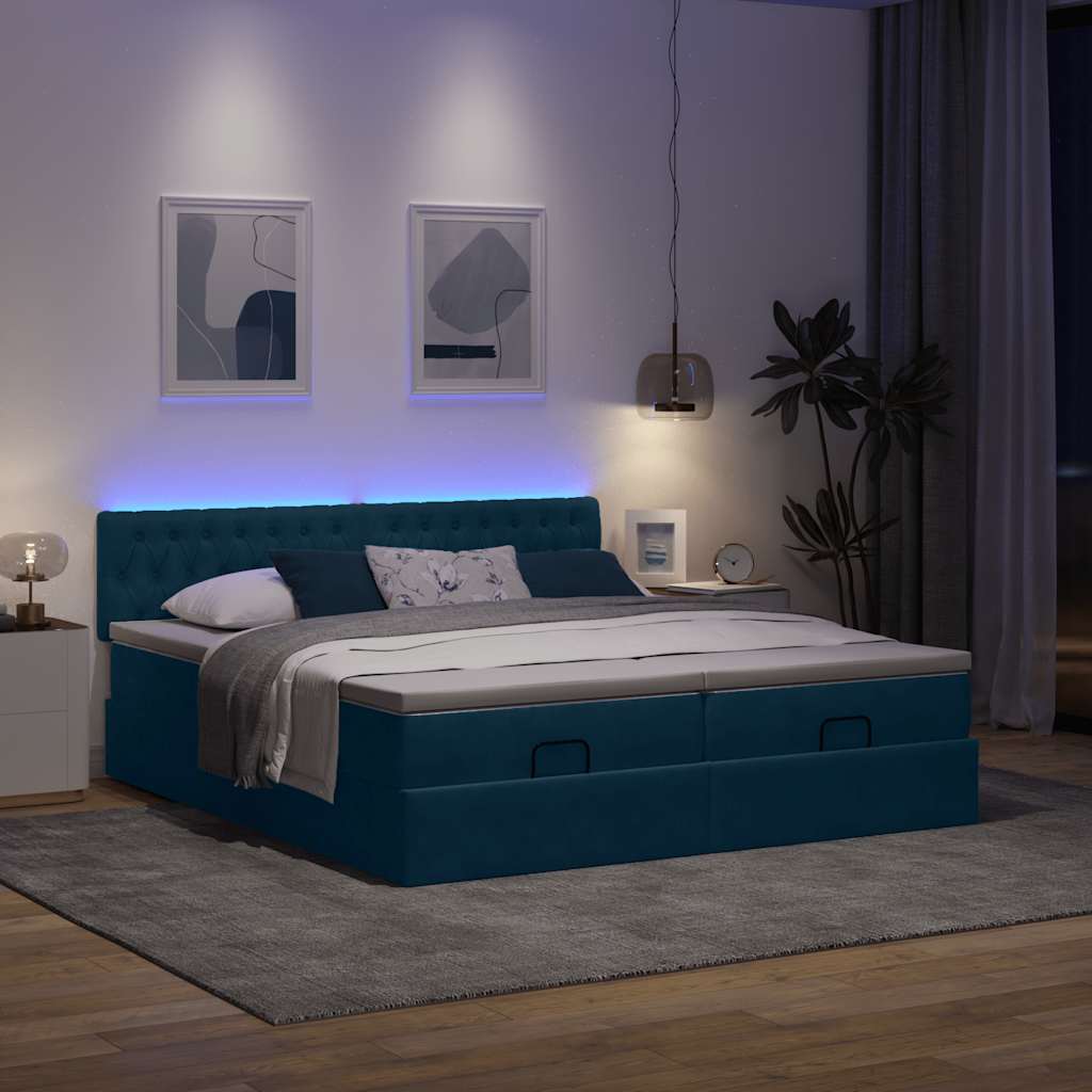 Struttura Letto Pouf con Materassi 160x200 cm Velluto