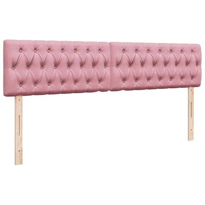 Struttura Letto Pouf con Materassi Rosa 160x200 cm Velluto
