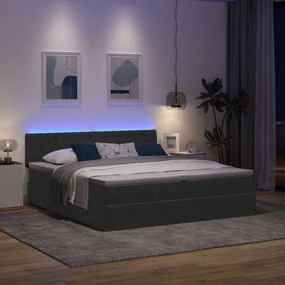 Struttura Letto Pouf con Materassi Nero 180x200 cm in Velluto | homemem39