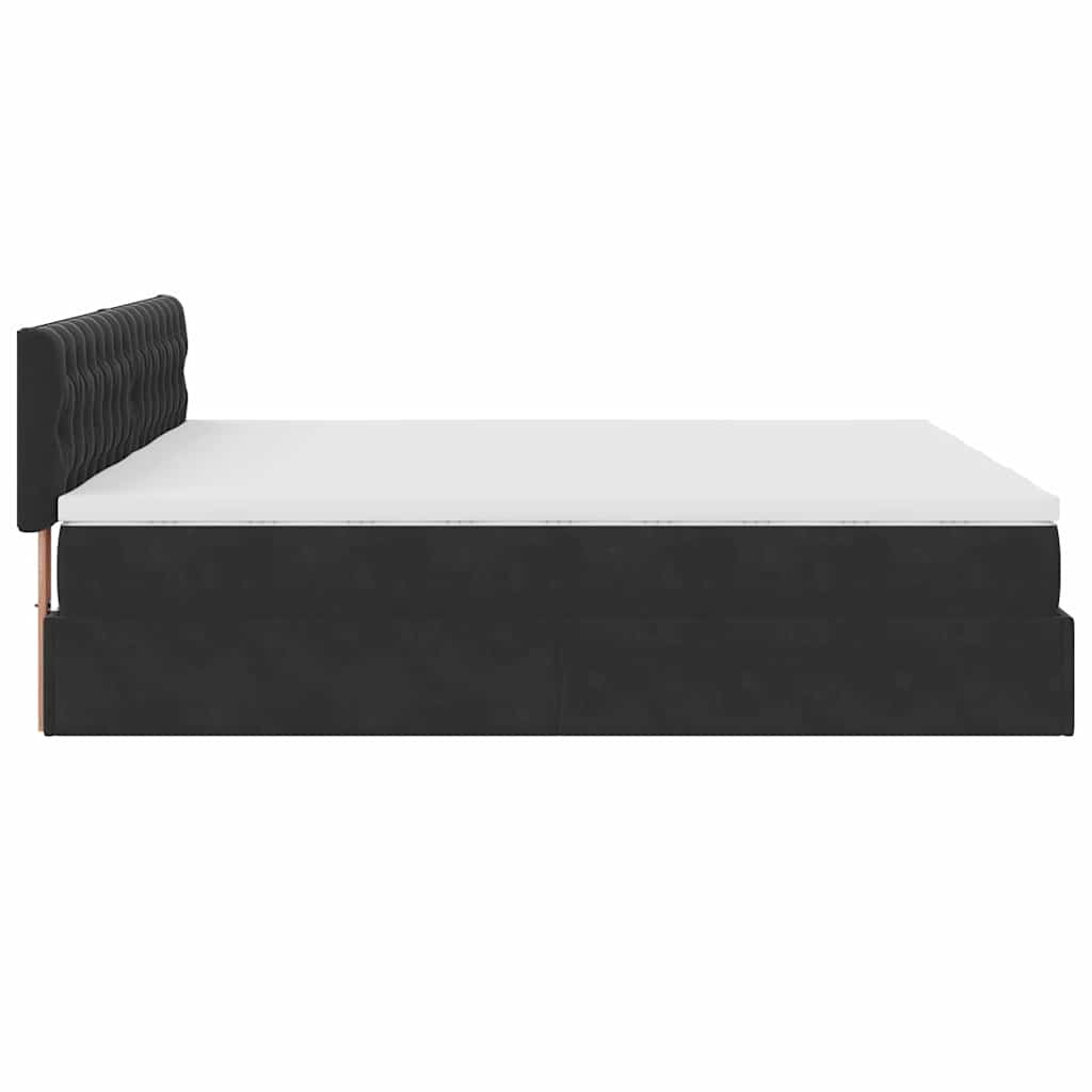 Struttura Letto Pouf con Materassi Nero 180x200 cm in Velluto