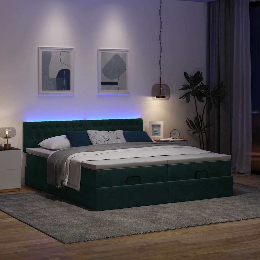 Struttura Letto Pouf con Materassi 180x200 cm Velluto