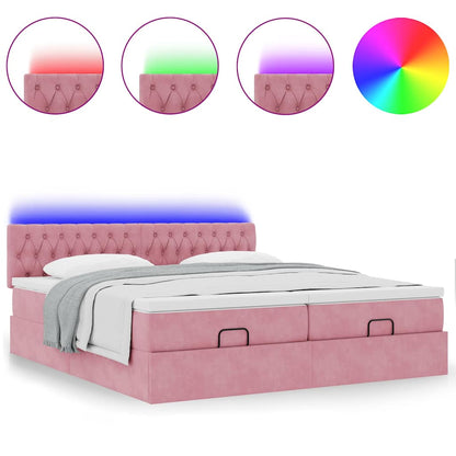 Struttura Letto Pouf con Materassi Rosa 180x200 cm Velluto | homemem39