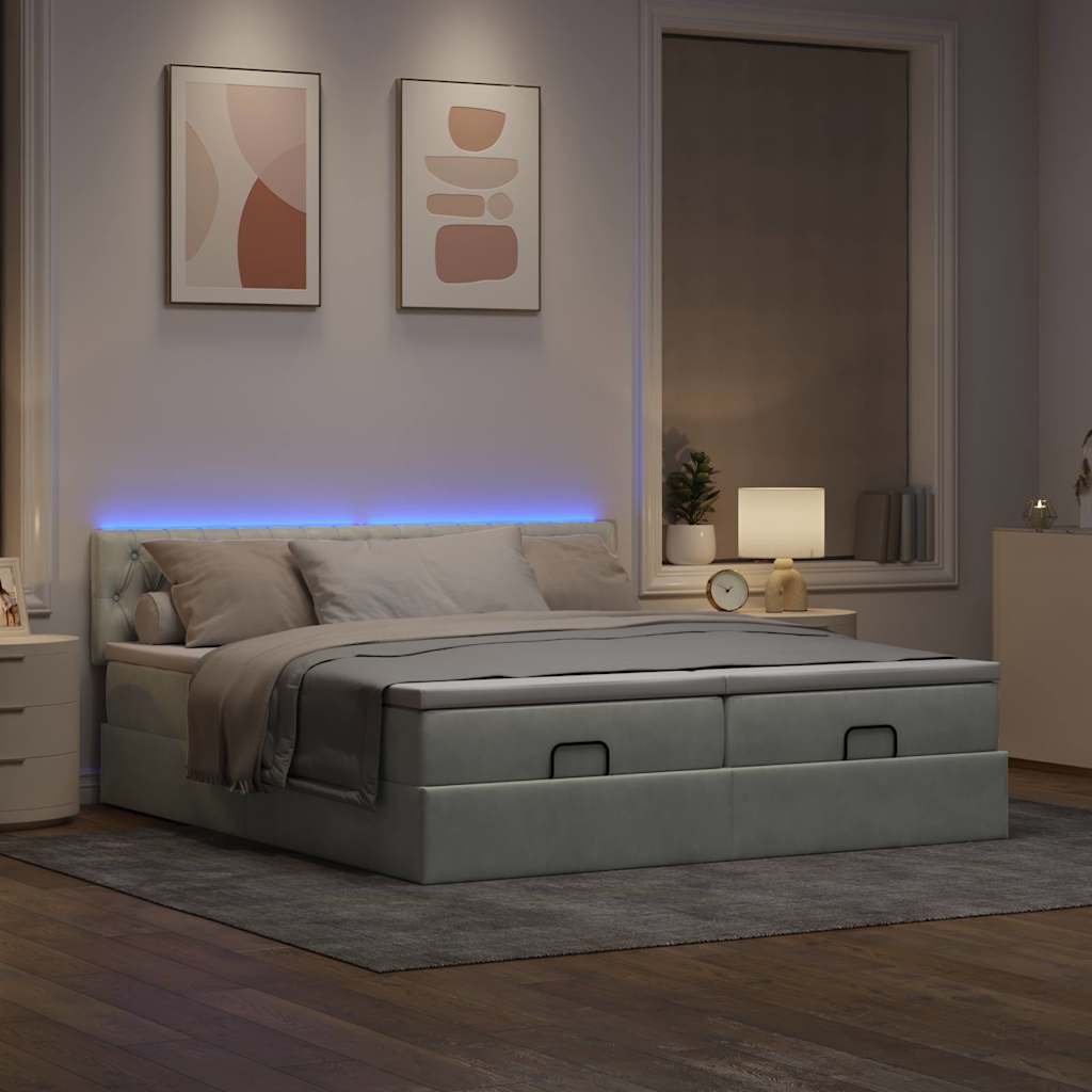 Struttura Letto Pouf con Materassi 200x200 cm Velluto