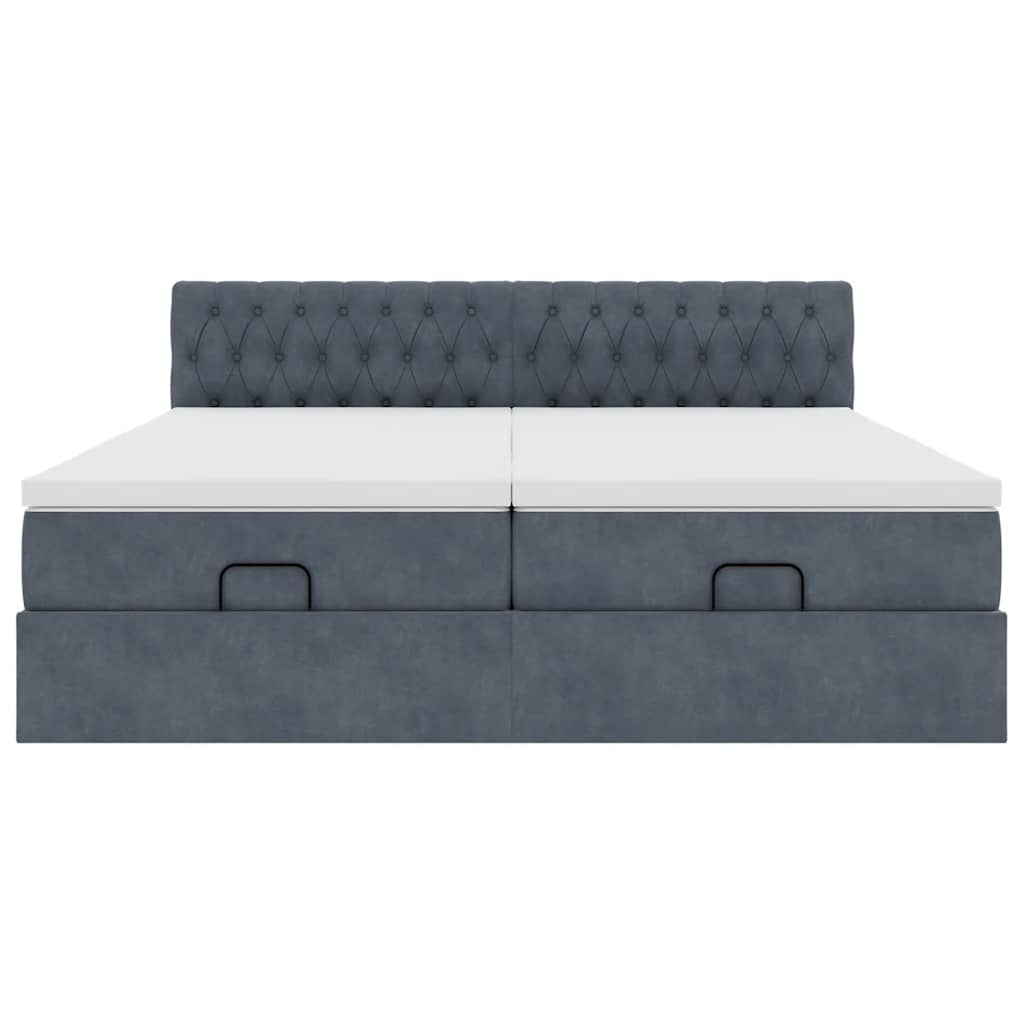 Struttura Letto Pouf con Materassi 200x200 cm Velluto