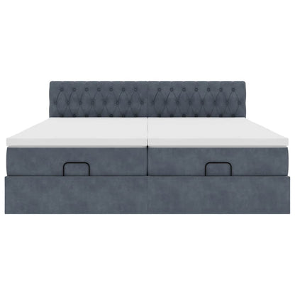 Struttura Letto Pouf con Materassi 200x200 cm Velluto