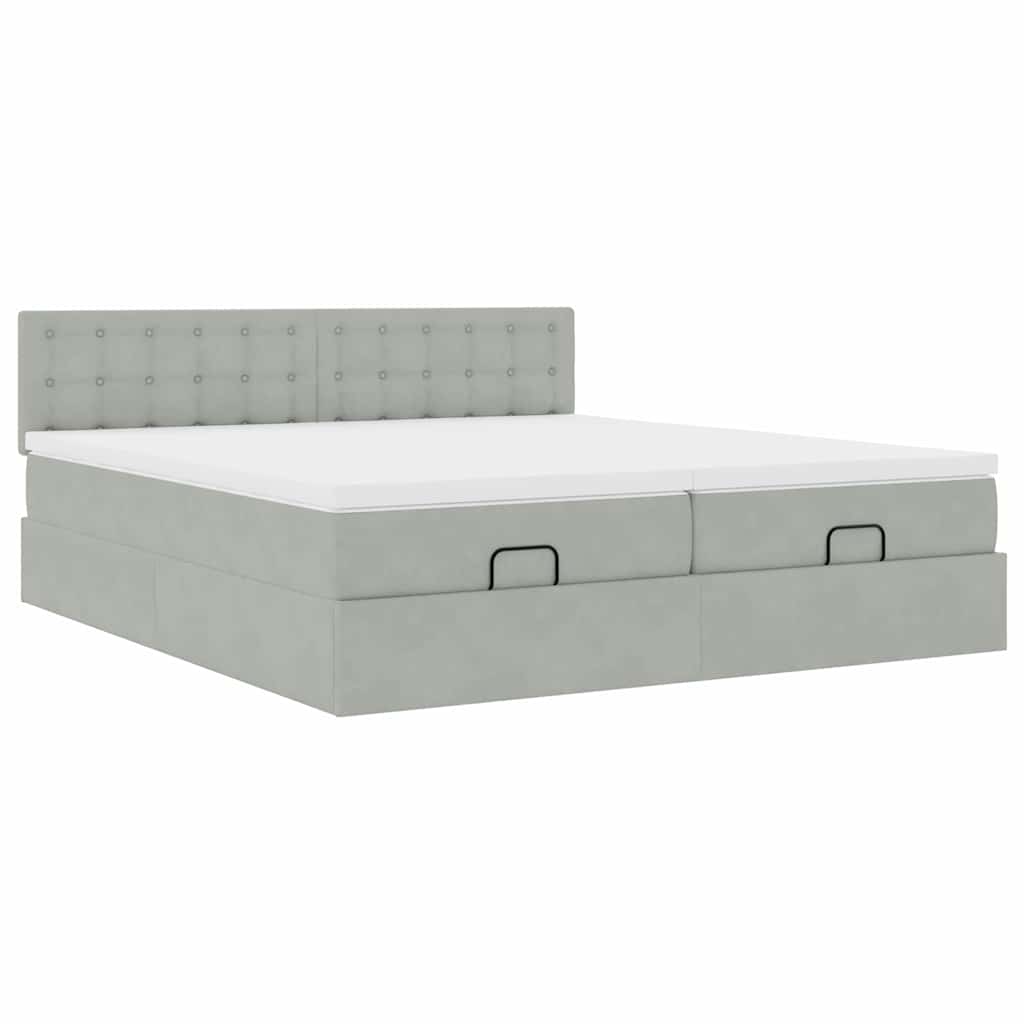 Struttura Letto Pouf con Materassi 160x200 cm in Velluto