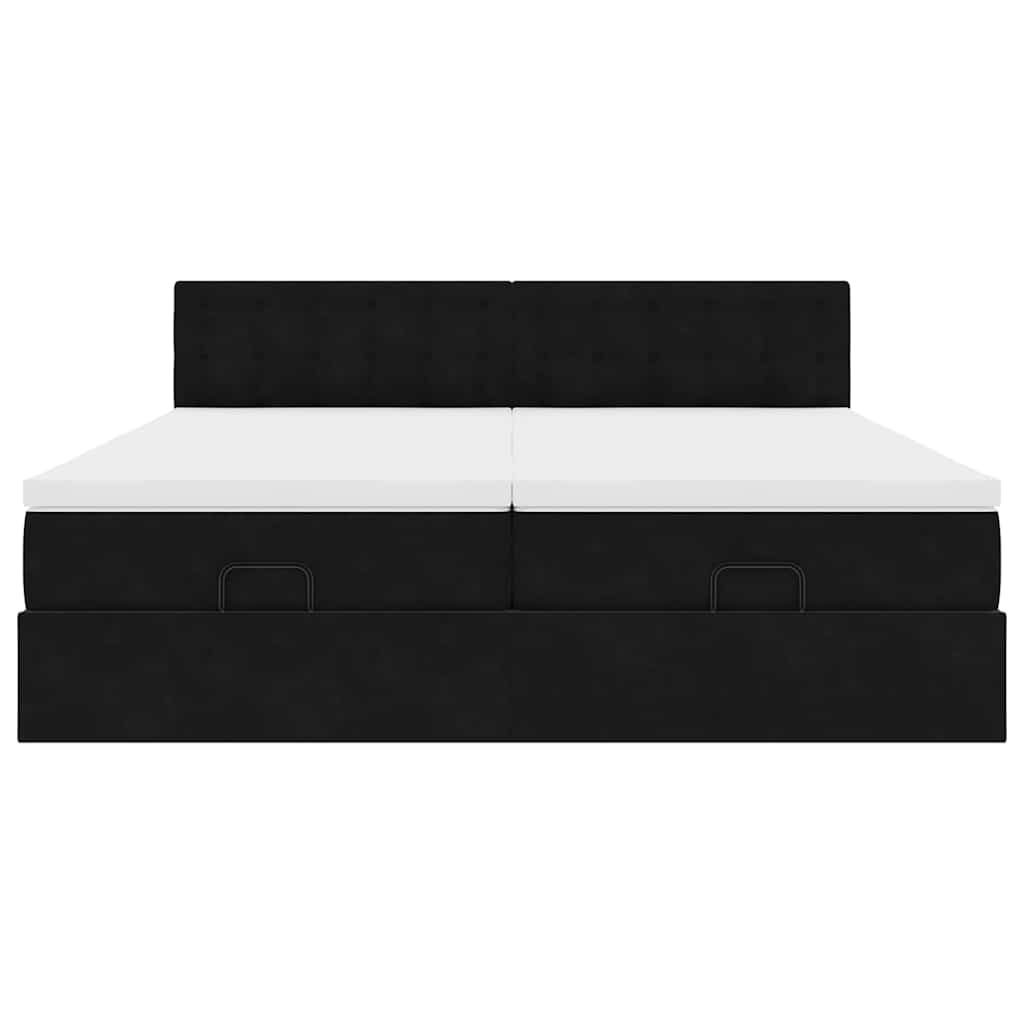 Struttura Letto Pouf con Materassi Nero 160x200 cm in Velluto | homemem39