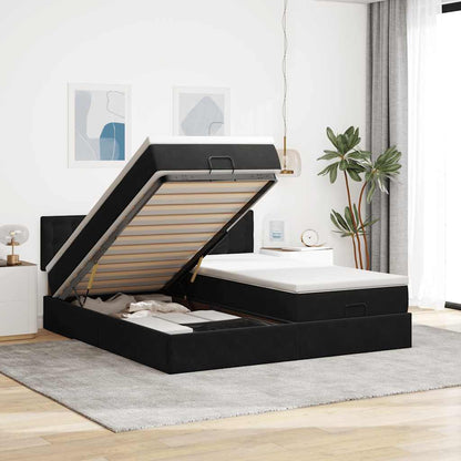 Struttura Letto Pouf con Materassi Nero 160x200 cm in Velluto | homemem39