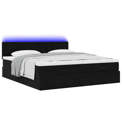 Struttura Letto Pouf con Materassi Nero 180x200 cm in Velluto | homemem39