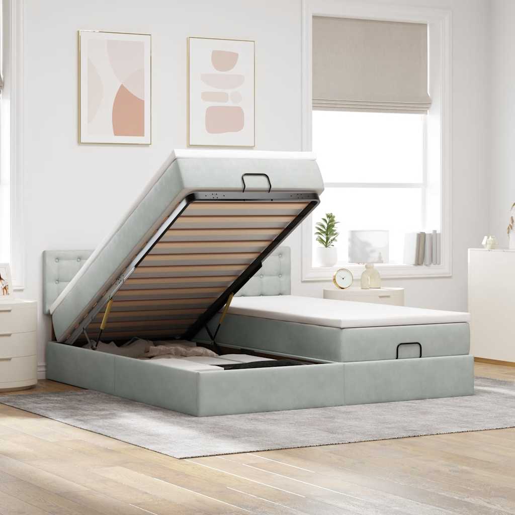 Struttura Letto Pouf con Materassi 200x200 cm Velluto