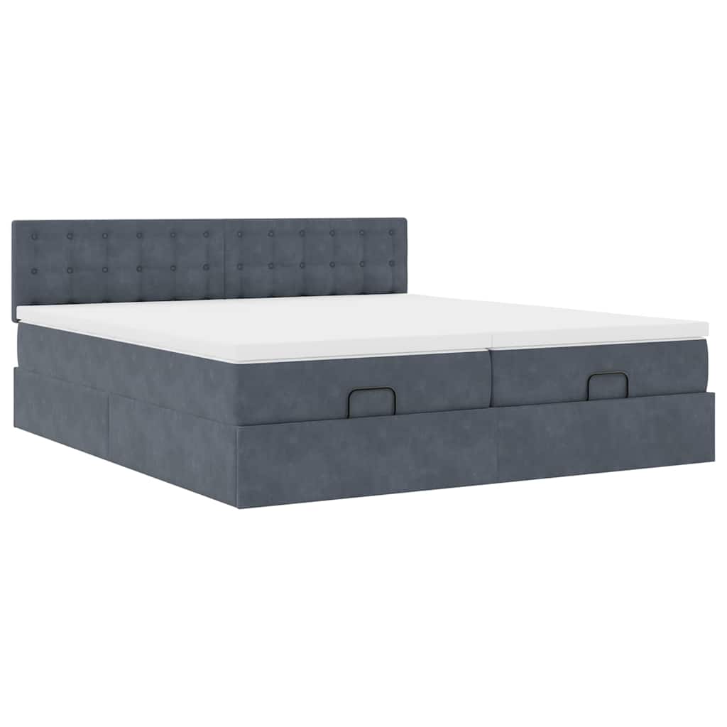 Struttura Letto Pouf con Materassi 200x200 cm Velluto