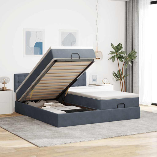 Struttura Letto Pouf con Materassi 200x200 cm Velluto