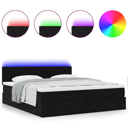 Struttura Letto Pouf con Materassi Nero 200x200 cm Velluto - homemem39