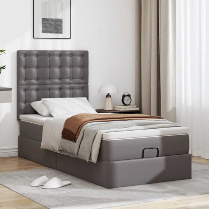 Letto Pouf con Materasso Grigio 80x200 cm Similpelle