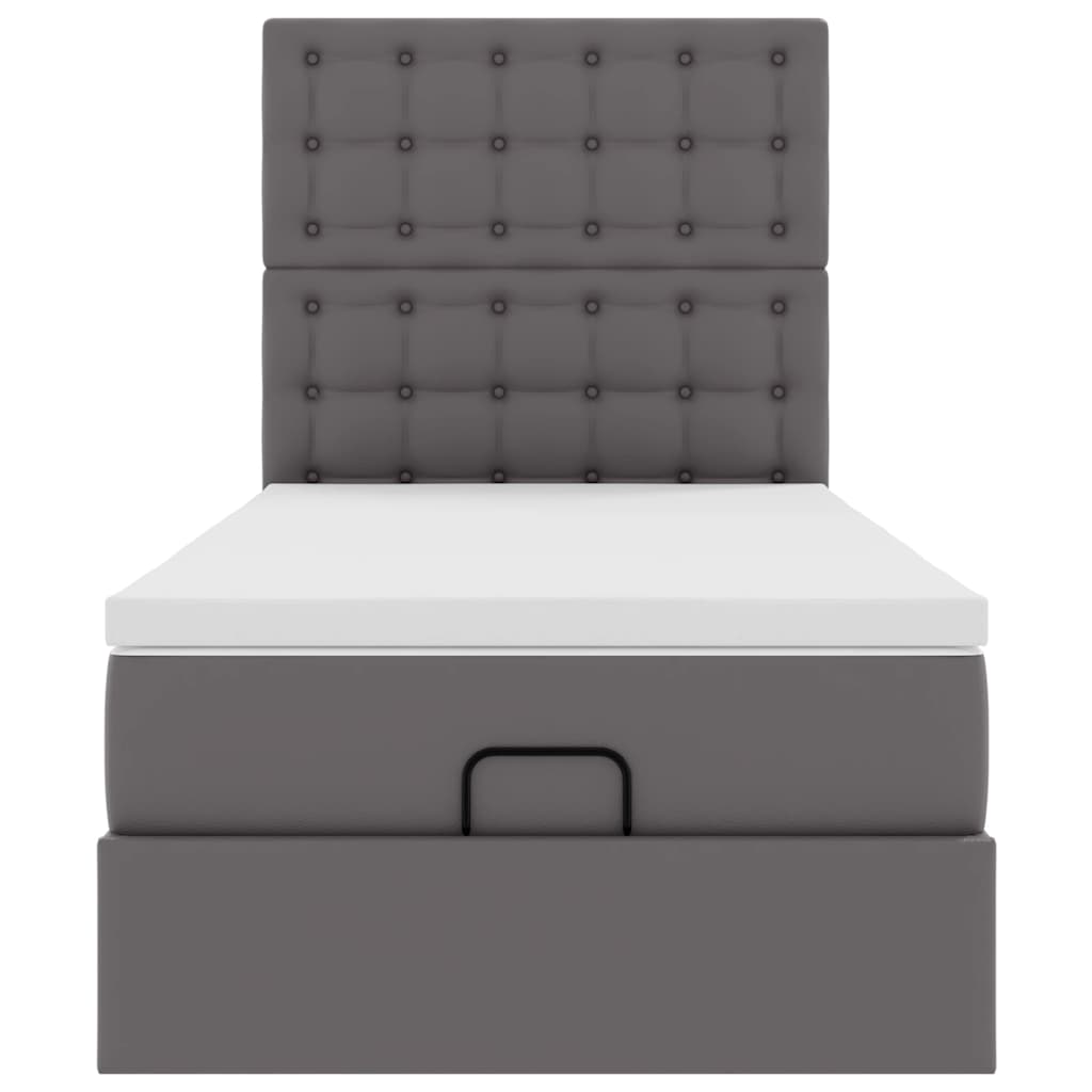 Letto Pouf con Materasso Grigio 90x190 cm Similpelle