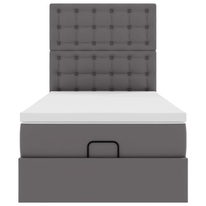Letto Pouf con Materasso Grigio 90x190 cm Similpelle