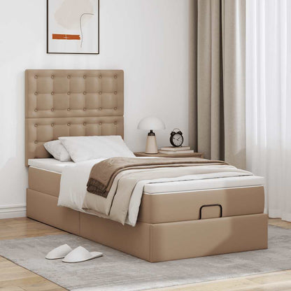 Letto Pouf con Materasso Cappucino 90x190 cm Similpelle