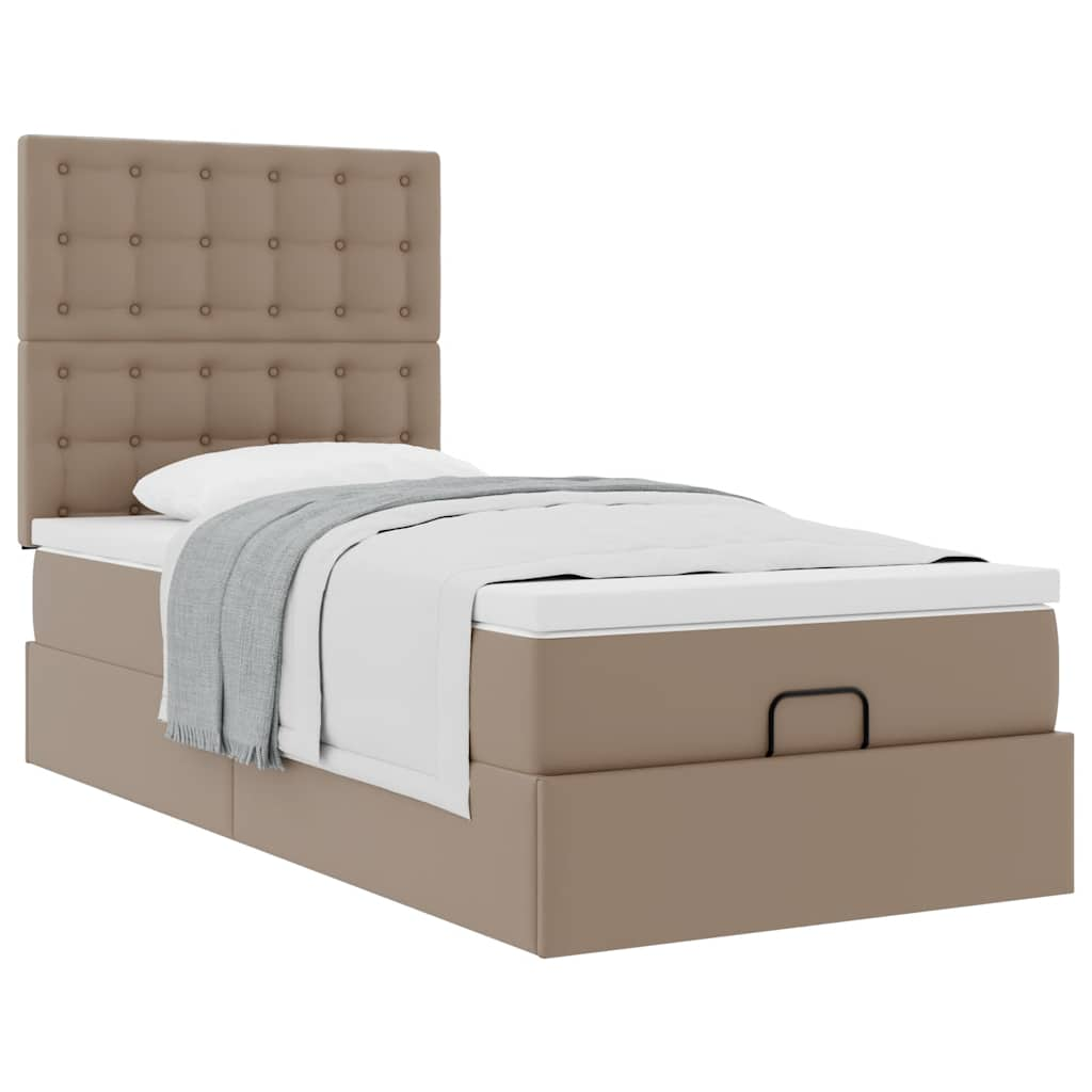 Letto Pouf con Materasso Cappucino 90x190 cm Similpelle