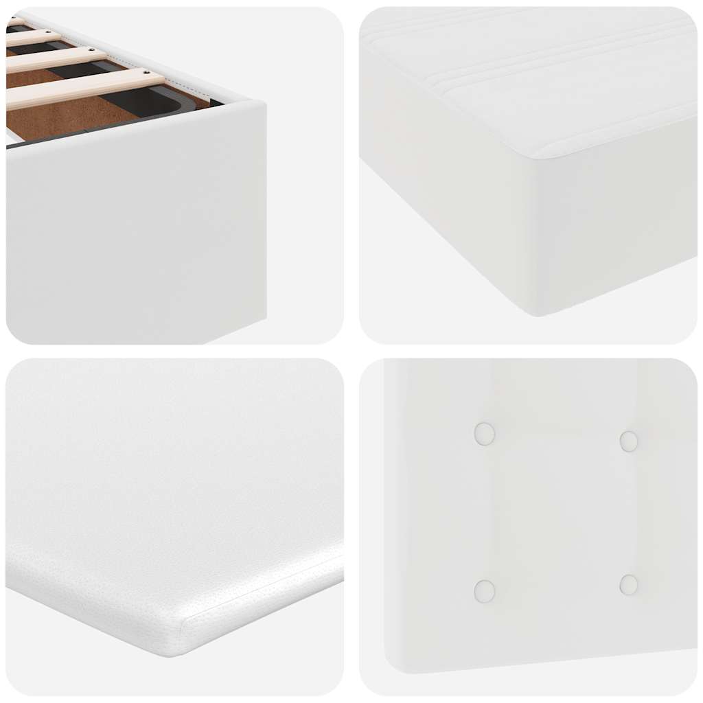 Letto Pouf con Materasso Bianco 90x200 cm Similpelle | homemem39
