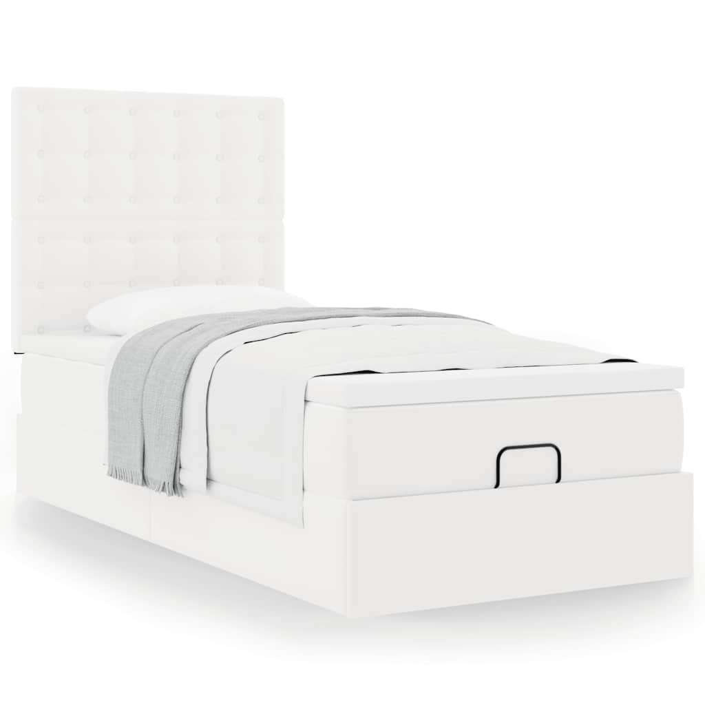 Letto Pouf con Materasso Bianco 90x200 cm Similpelle | homemem39