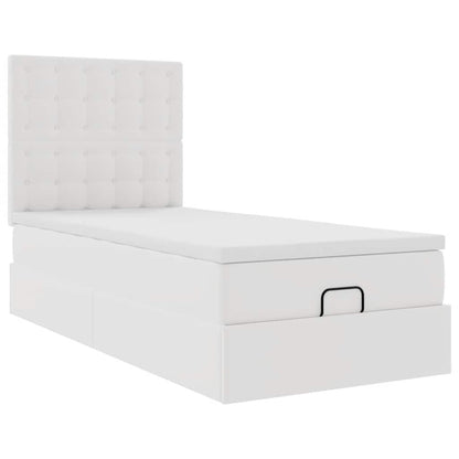 Letto Pouf con Materasso Bianco 90x200 cm Similpelle | homemem39