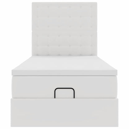 Letto Pouf con Materasso Bianco 90x200 cm Similpelle | homemem39