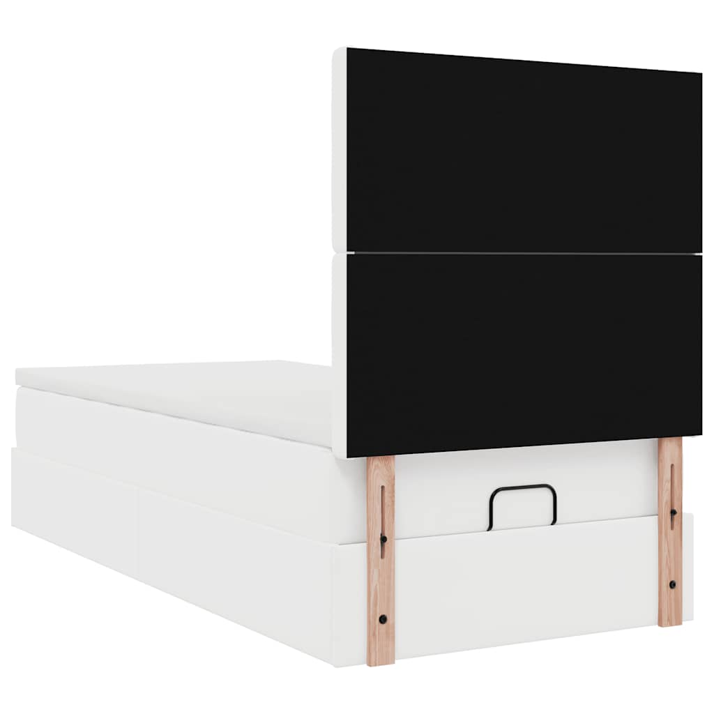Letto Pouf con Materasso Bianco 90x200 cm Similpelle | homemem39