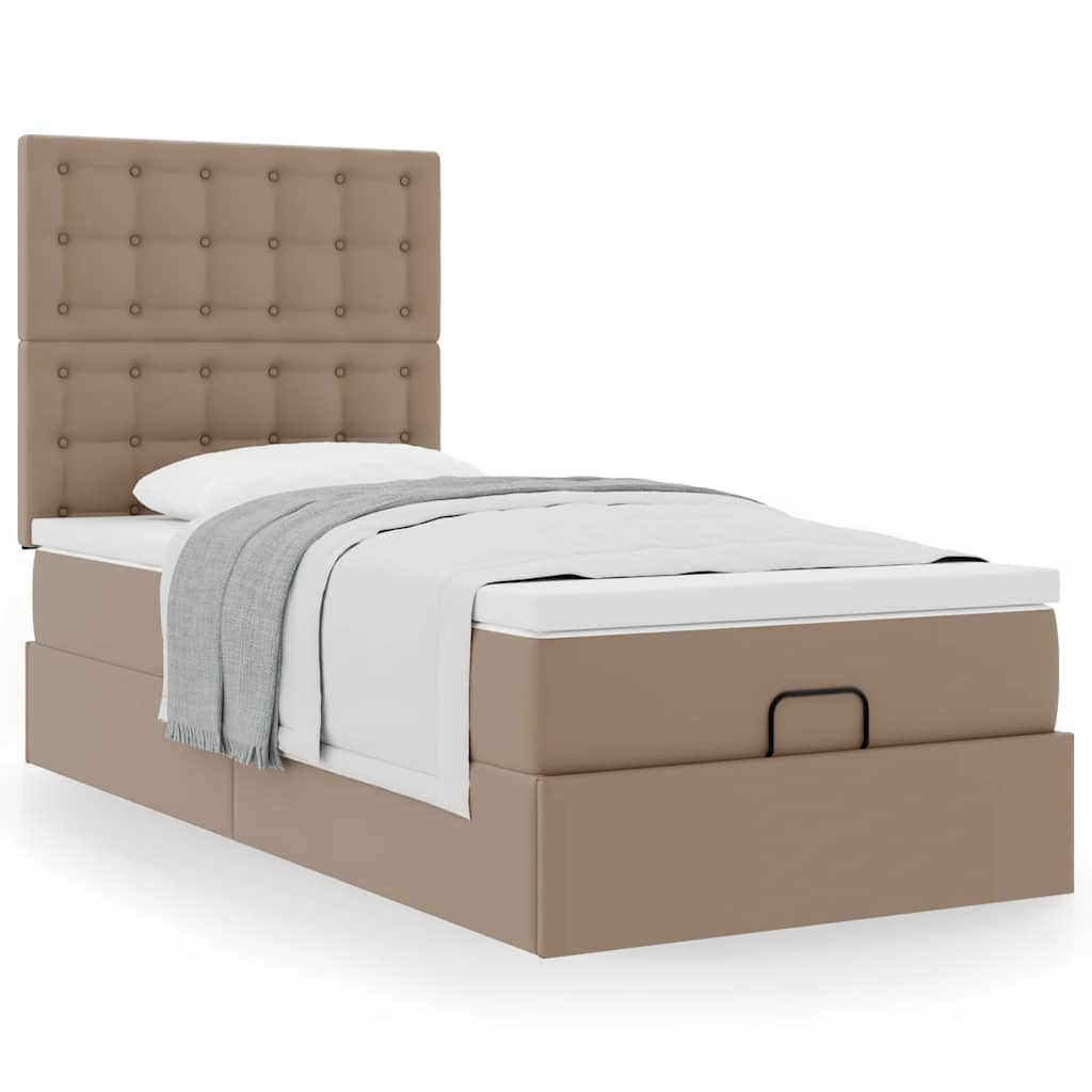 Letto Pouf con Materasso Cappucino 90x200 cm Similpelle