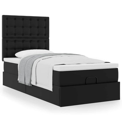 Letto Pouf con Materasso Nero 100x200 cm Similpelle | homemem39