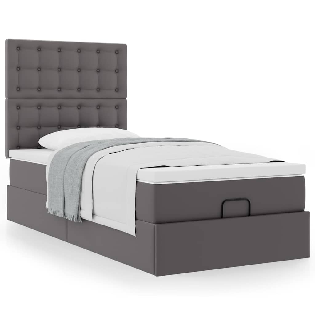 Letto Pouf con Materasso Grigio 100x200 cm Similpelle | homemem39