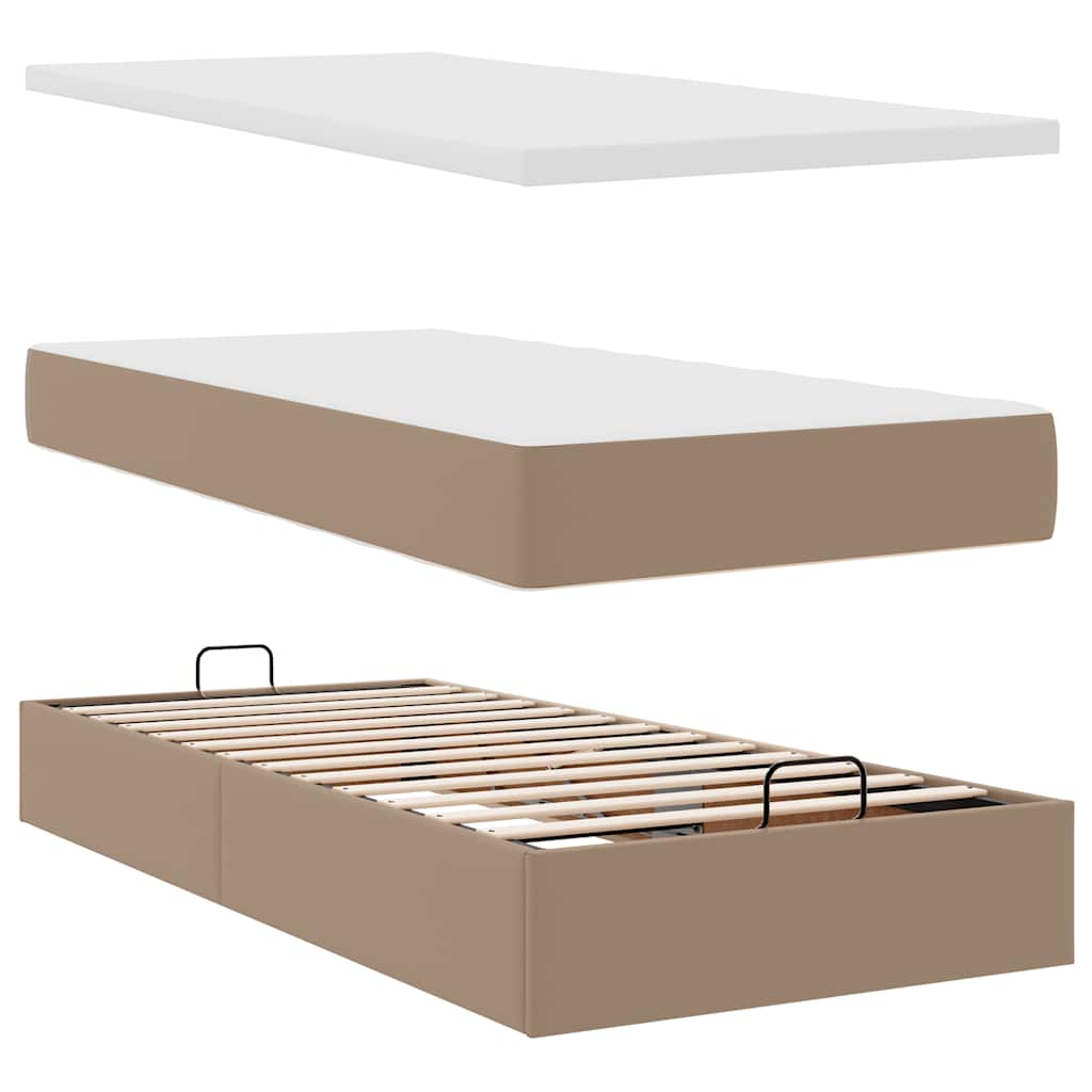 Letto Pouf con Materasso Cappucino 100x200 cm Similpelle | homemem39
