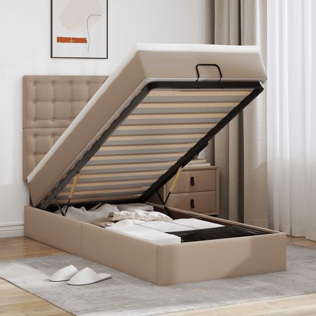 Letto Pouf con Materasso Cappucino 100x200 cm Similpelle | homemem39