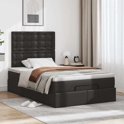 Struttura Letto Pouf con Materasso Nero 120x200 cm Similpelle | homemem39