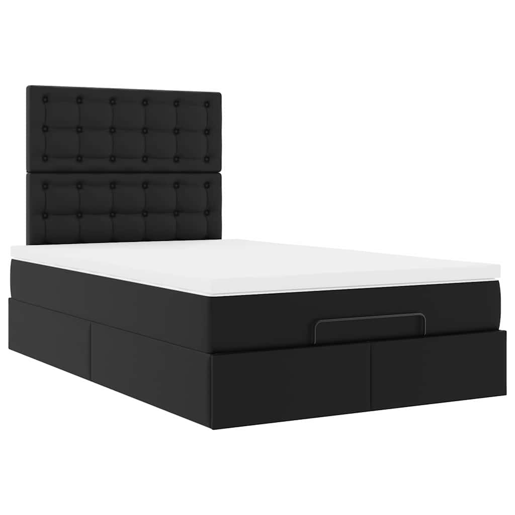 Struttura Letto Pouf con Materasso Nero 120x200 cm Similpelle | homemem39