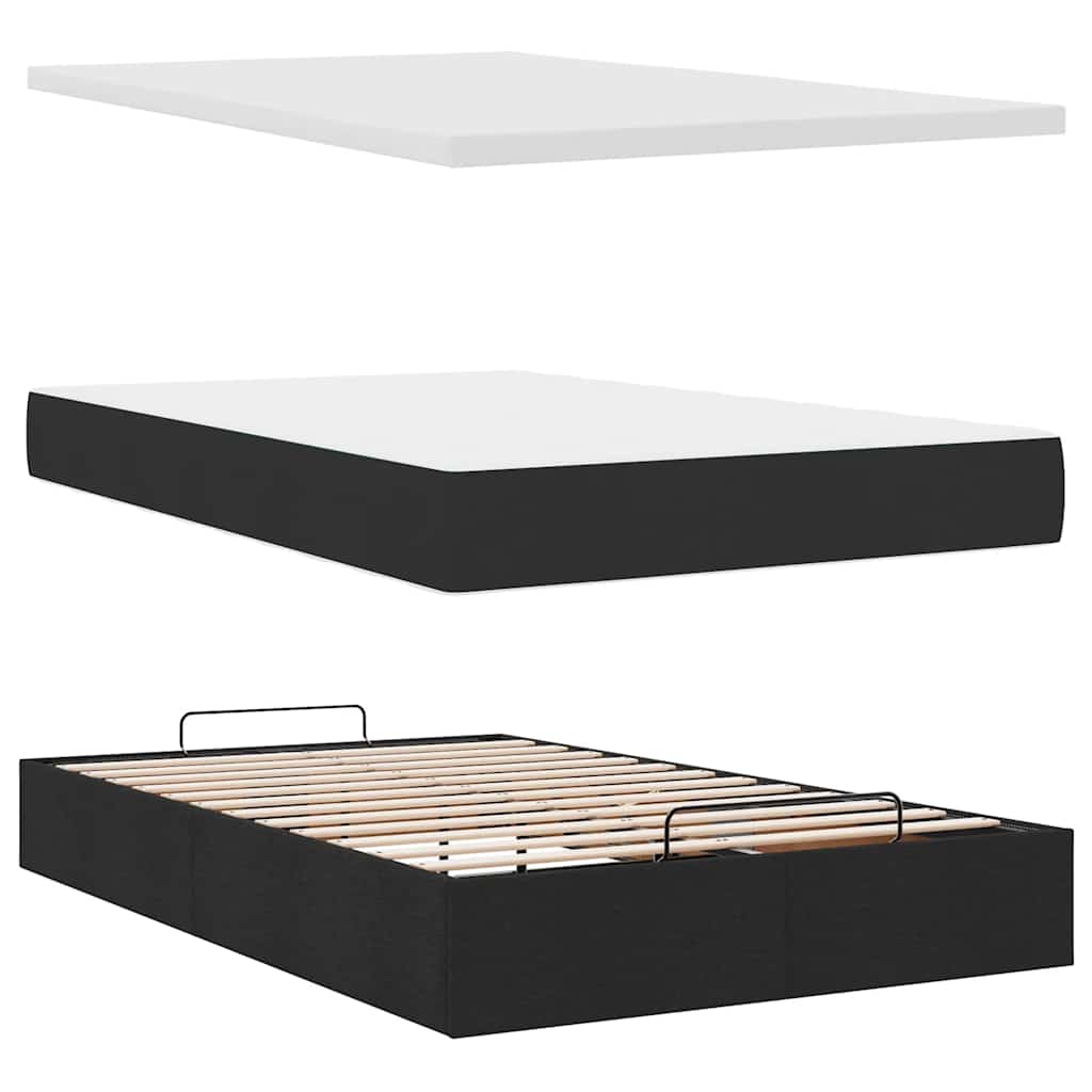 Struttura Letto Pouf con Materasso Nero 120x200 cm Similpelle | homemem39