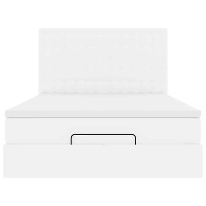 Struttura Letto Pouf con Materasso Bianco 140x190 cm Similpelle