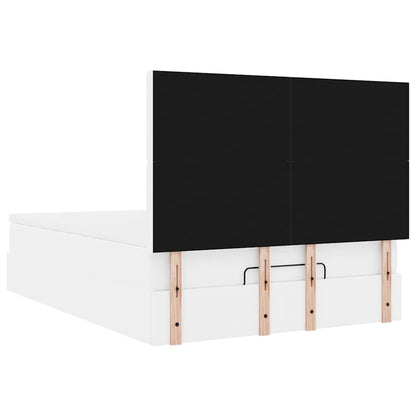 Struttura Letto Pouf con Materasso Bianco 140x190 cm Similpelle