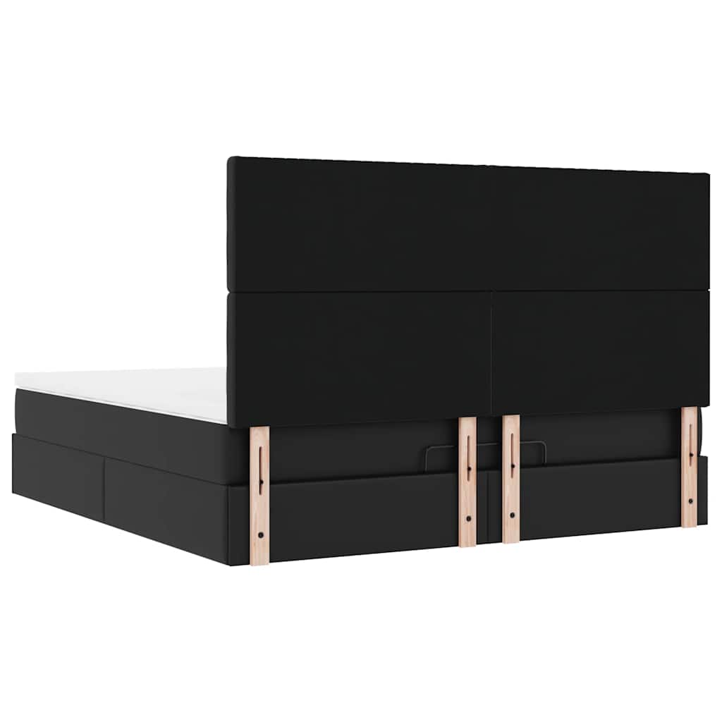 Struttura Letto Pouf con Materasso Nero 160x200 cm Similpelle | homemem39