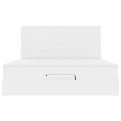 Struttura Letto Pouf con Materasso Bianco 180x200 cm Similpelle | homemem39