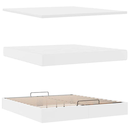 Struttura Letto Pouf con Materasso Bianco 180x200 cm Similpelle | homemem39
