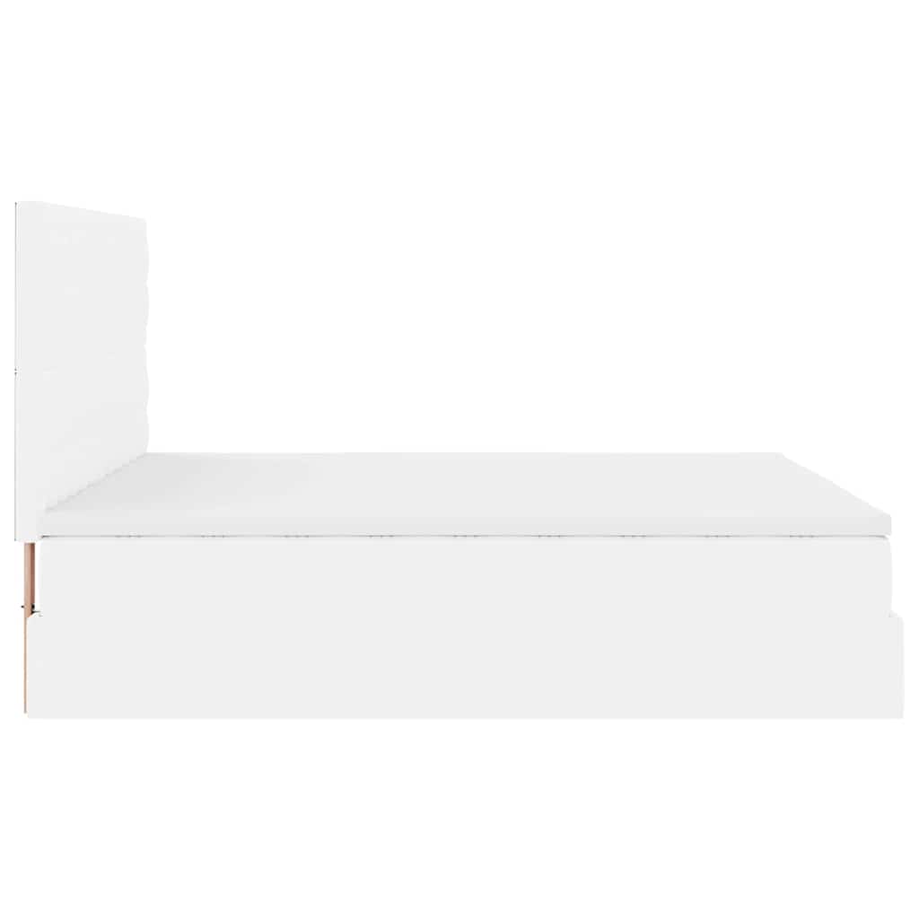 Struttura Letto Pouf con Materassi Bianco 200x200 cm Similpelle