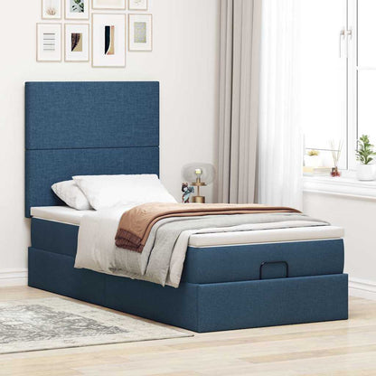 Struttura Letto Pouf con Materasso Blu 80x200 cm in Tessuto | homemem39