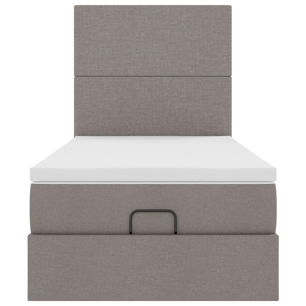 Struttura Letto Pouf con Materasso Tortora 90x190 cm in Tessuto