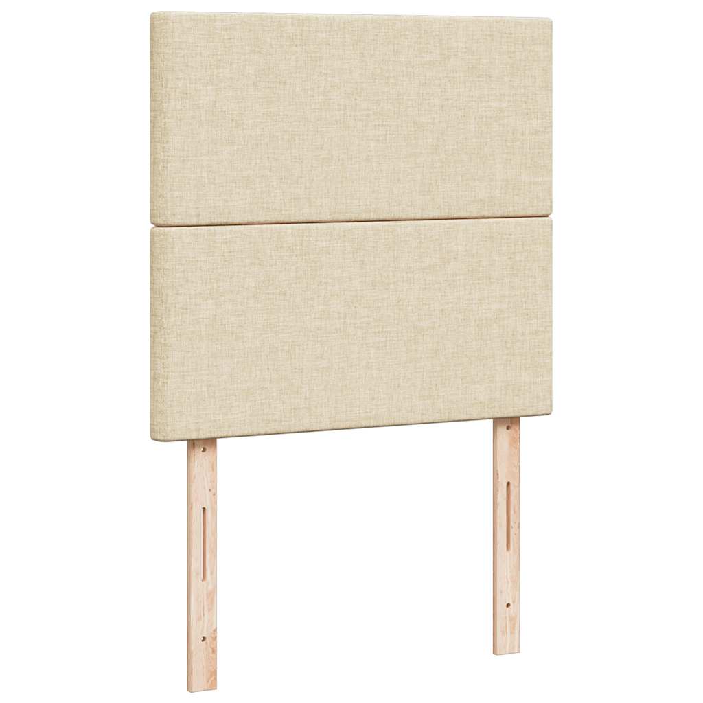 Struttura Letto Pouf con Materasso Crema 90x190 cm in Tessuto