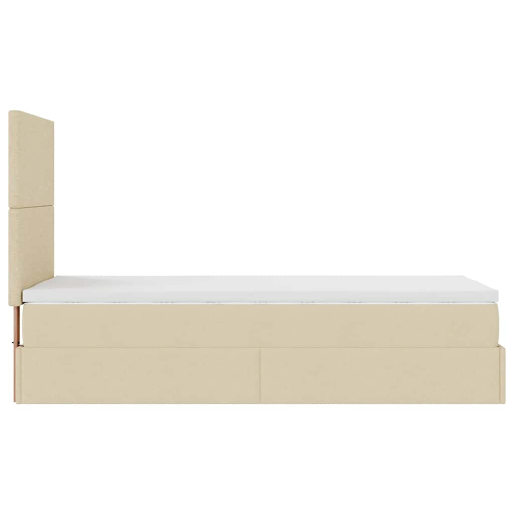 Struttura Letto Pouf con Materasso Crema 90x190 cm in Tessuto