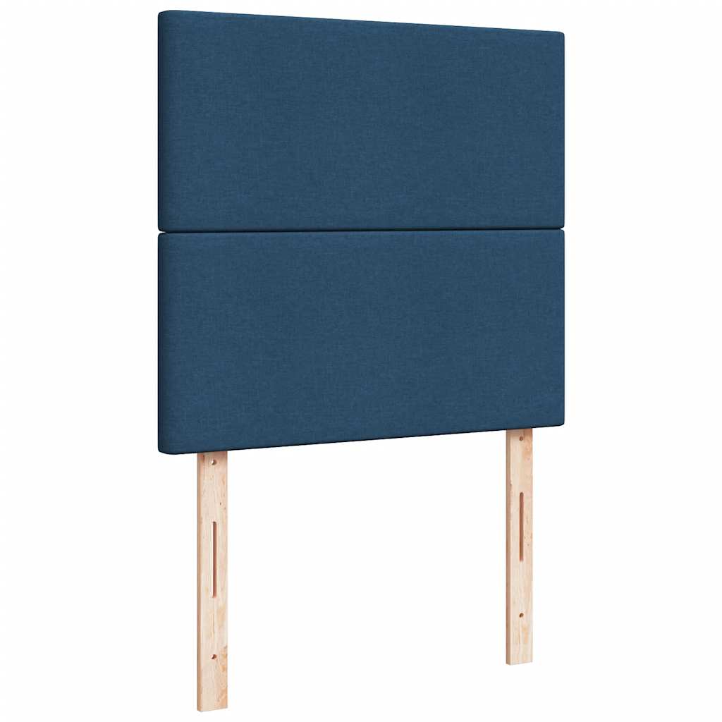 Struttura Letto Pouf con Materasso Blu 90x200 cm in Tessuto