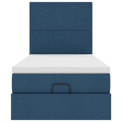 Pouf Letto con Materasso Blu 90x200 cm in Tessuto
