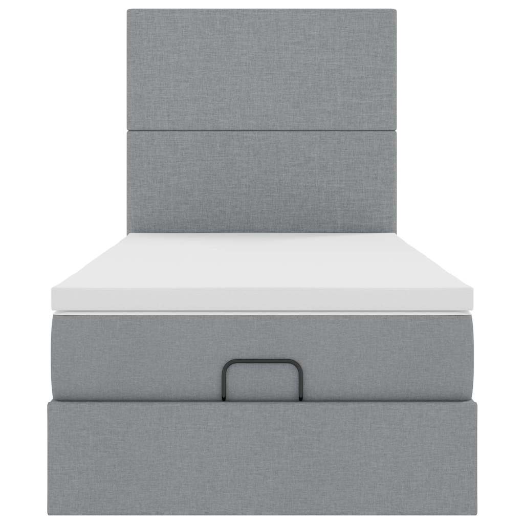 Pouf Letto con Materasso Grigio Chiaro 100x200 cm in Tessuto - homemem39